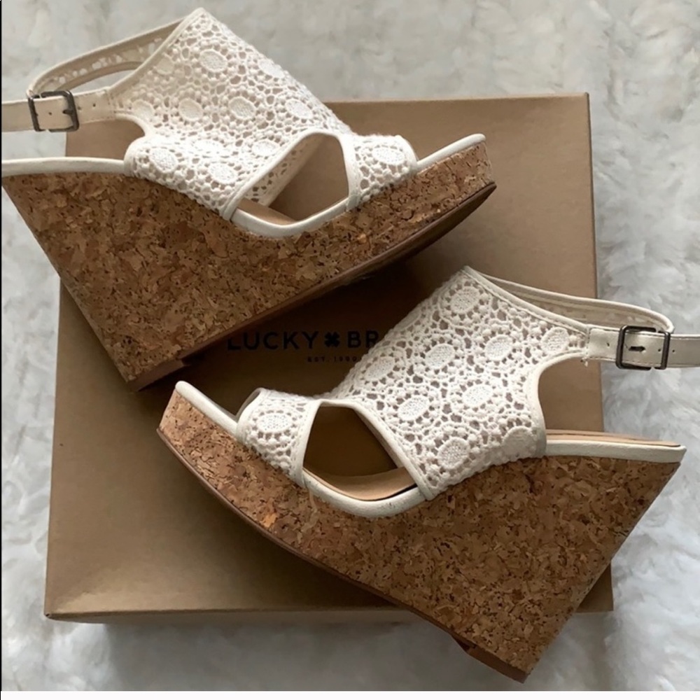 🤍Lucky Brand Cream Lace Wedge Size 10